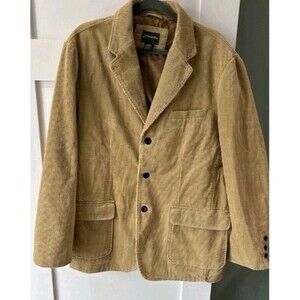 St Johns Bay Jacket Mens XL Corduroy Blazer Cotton 3 Button Tan Brown